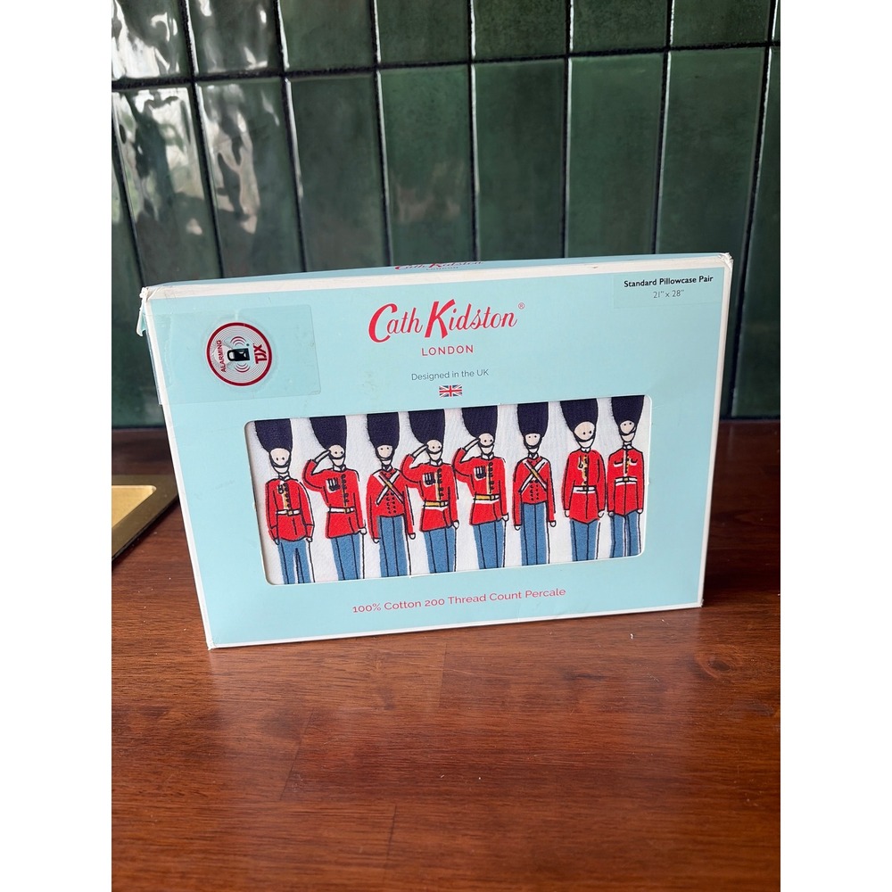 Cath Kidston London Guards 2 Standard Size Pair Pillow Cases Cotton Soldiers NEW